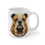 English Bulldog Stained Glass Monochrome Gold Ceramic Mug 11oz | Dog Lover Gift