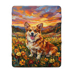 Corgi Acrylic Gallery Print Sunset Prairie Throw Blanket | Premium Dog Prints | Tritan — view 3 of 9