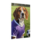 Beagle Soccer Portrait Oil Painting Canvas Print, Dog Wall Art Decor, Pet Lover Gift