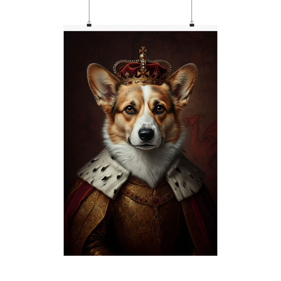 Pembroke Welsh Corgi Kings & Queens Royal Portrait Matte Poster, Regal Dog Art Print, Pembroke Welsh Corgi Lover Gift, Wall Art