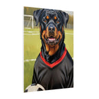 Rottweiler Oil Painting Soccer Portrait Canvas Wall Art Decor | Rottie Dog Lover Gift | Premium Pet Portrait Print