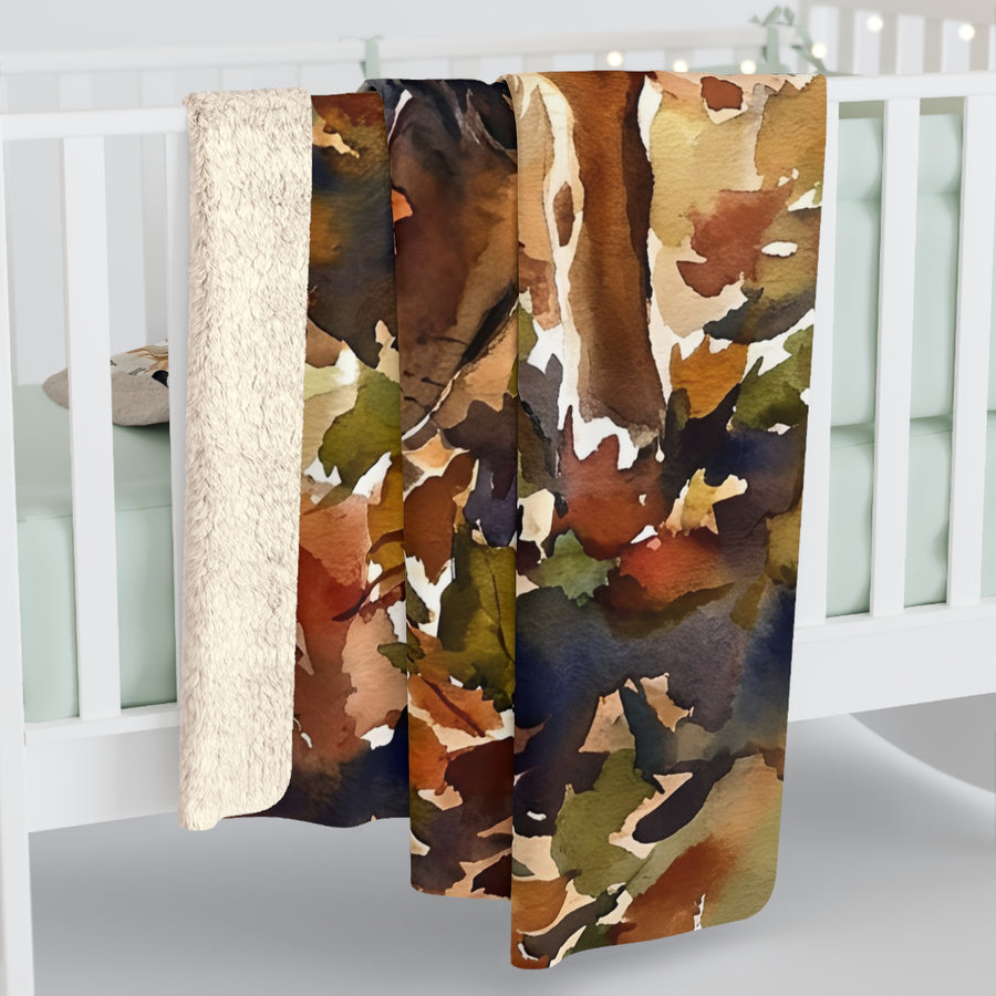 Australian Shepherd Watercolor Autumn Path Throw Blanket | Premium Dog Art | Tritan
