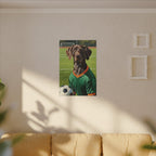 German Shorthaired Pointer Oil Painting Soccer Portrait Wall Art, GSP Dog Lover Gift, Canine Decor, Fetching Football Fan Canvas