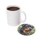 Rottweiler Watercolor Garden Peek Drink Coaster | Premium Dog Art | Tritan