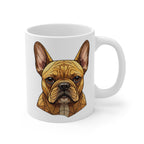 French Bulldog Stained Glass Monochrome Gold Ceramic Mug 11oz | Dog Lover Gift