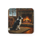 Acrylic Border Collie - Winter Hearth | Cork Back Coaster