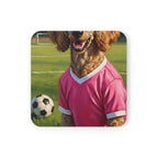 Poodle Oil Painting Soccer Portrait Coaster | Poodle Art Gift | Dog Mom Decor
