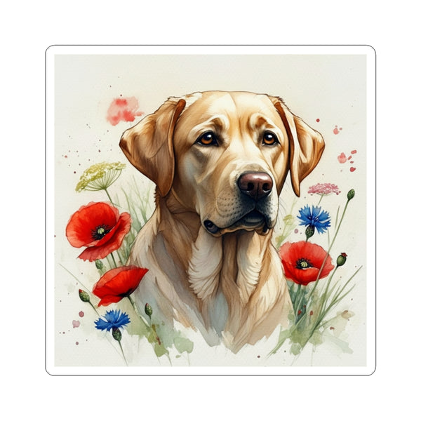 Labrador Retriever Watercolor Wildflower Field Kiss-Cut Stickers | Premium Dog Prints | Tritan