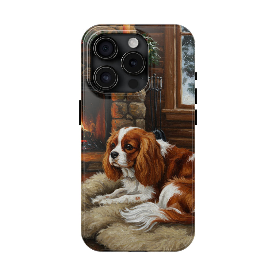 Acrylic Cavalier King Charles Spaniel - Winter Hearth | Tough Phone Case