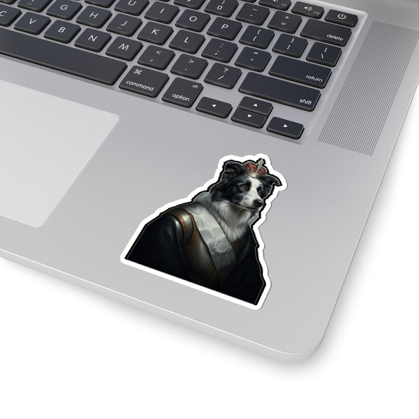 Border Collie Kings & Queens Royal Portrait Sticker, Dog Portrait Vinyl Decal, Kiss-Cut Sticker, Border Collie Lover Gift — Lifestyle View