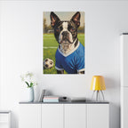 Boston Terrier Oil Painting Soccer Portrait Canvas Wall Art - Dog Lover Gift, Pet Decor, Sports Fan Home Art