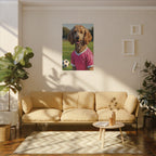 Poodle Oil Painting Soccer Portrait Wall Art, Poodle Mom Gift, Dog Lover Decor, Stretched Canvas Print