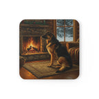 Acrylic German Shepherd - Winter Hearth | Cork Back Coaster