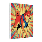 Shiba Inu Comic Book Canvas - Dynamic Pop Art with Halftone Dots, Bold Lines, and Retro Action Dog Wall Decor