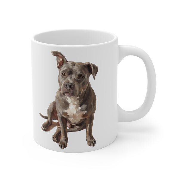 Blue Staffy — Painted Portrait Mug (Front + Back)