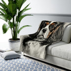 Cavalier King Charles Spaniel Charcoal Portrait Sherpa Fleece Blanket | Dog Lover Gift — view 5 of 9