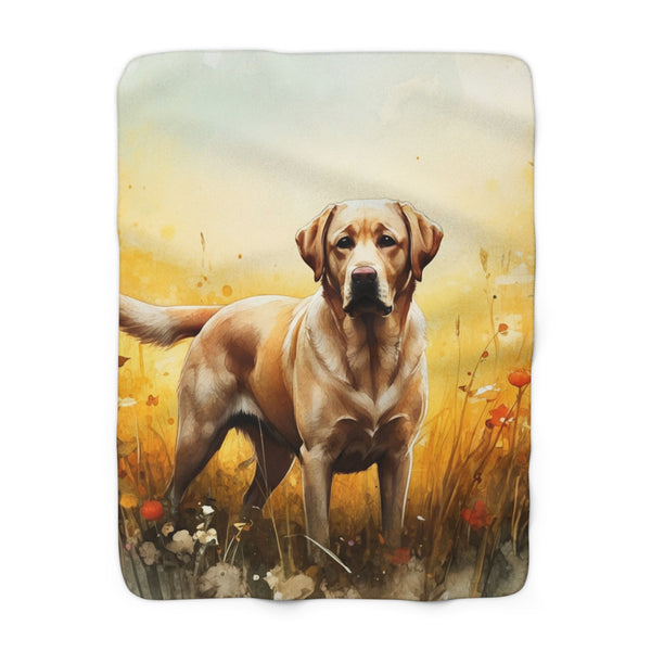 Labrador Retriever Watercolor Meadow Golden Throw Blanket | Premium Dog Prints | Tritan