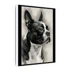 Boston Terrier Charcoal Portrait Canvas Wall Art | Dog Memorial Gift | Pet Lover Home Decor | Black & White Dog Print