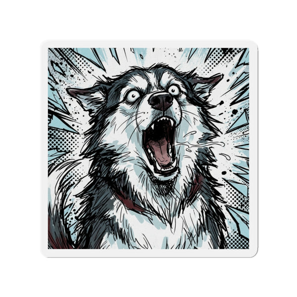 The Shattering Husky Magnet | Siberian Husky Comic Dog Art