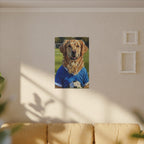 Golden Retriever Oil Painting Soccer Portrait Canvas Wall Art - Dog Lover Gift, Pet Decor for Home, Premium Stretched Canvas Print