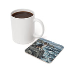 Acrylic Gallery Print Australian Shepherd - Coastal Cliffside | Cork Back Coaster — detail view