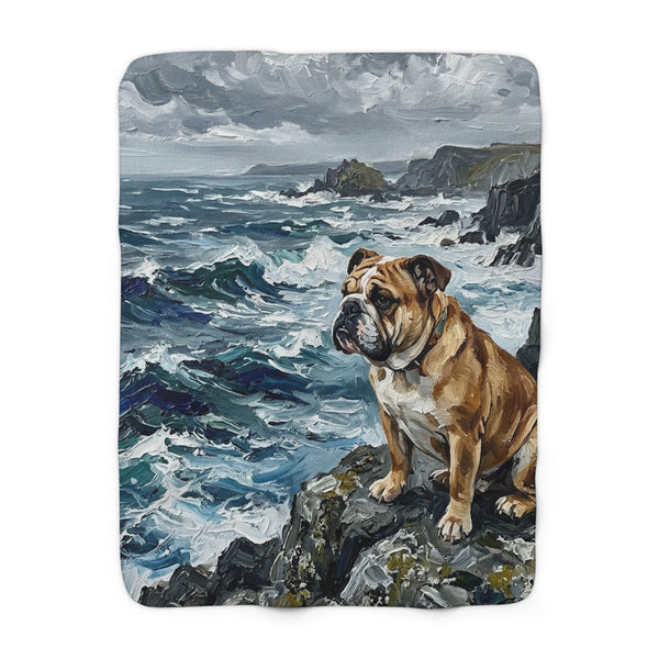 English Bulldog Acrylic Gallery Print Coastal Cliffside Throw Blanket | Premium Dog Prints | Tritan — primary view