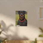 Rottweiler Oil Painting Soccer Portrait Canvas Wall Art Decor | Rottie Dog Lover Gift | Premium Pet Portrait Print