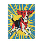 Beagle Comic Pop Art Canvas - Energetic Retro Dog Print with Halftone Shading and Bold Outlines