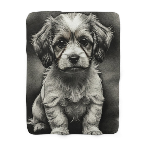 Havanese Charcoal Portrait Sherpa Fleece Blanket | Dog Lover Gift — primary view