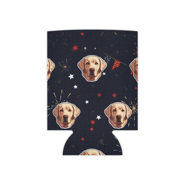 Labrador Retriever Can Cooler, 4th of July Patriotic Dog Pattern, Lab Gift, Independence Day Decor, Summer Party Drink Holder