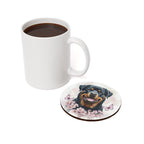 Rottweiler Watercolor Butterfly Bloom Drink Coaster | Premium Dog Prints | Tritan