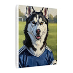 Siberian Husky Oil Painting Soccer Portrait Canvas Art | Dog Wall Decor | Pet Lover Gift for Sports Fans