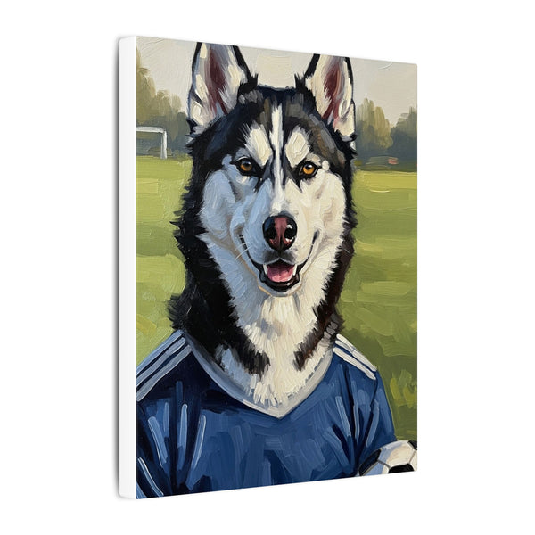Siberian Husky Oil Painting Soccer Portrait Canvas Art | Dog Wall Decor | Pet Lover Gift for Sports Fans