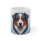 Australian Shepherd Low Poly Cool Jewel Ceramic Mug 11oz | Dog Lover Gift