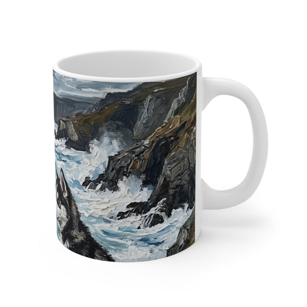 Siberian Husky Acrylic Gallery Print Coastal Cliffside Coffee Mug | Premium Dog Prints | Tritan