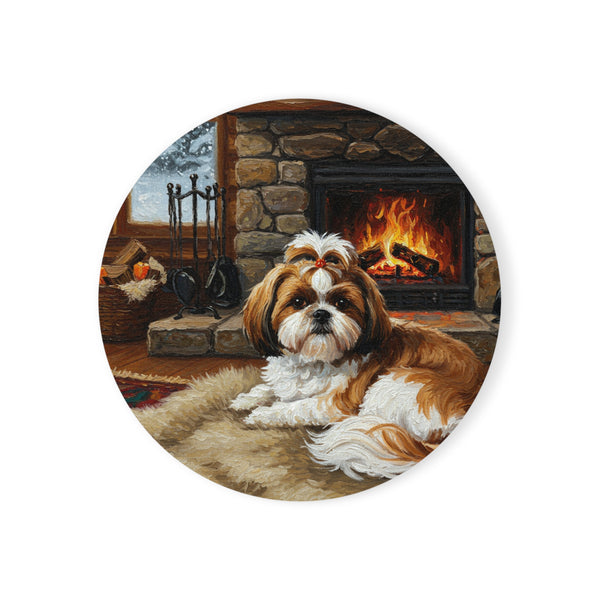 Acrylic Shih Tzu - Winter Hearth | Cork Back Coaster