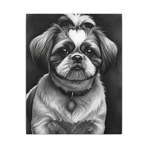 Shih Tzu Charcoal Portrait Canvas Wall Art - Dog Lover Gift, Pet Owner Decor, Modern Animal Art