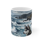 Acrylic Painting Siberian Husky - Coastal Cliffside | Ceramic Mug 11oz