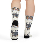 Australian Shepherd Socks | Fun All Over Print Dog Socks | Aussie Mom Gift | Cute Crew Socks for Dog Lovers | Stocking Stuffer