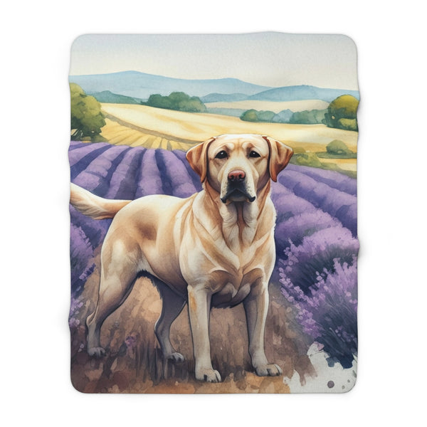 Labrador Retriever Watercolor Lavender Fields Throw Blanket | Premium Dog Prints | Tritan