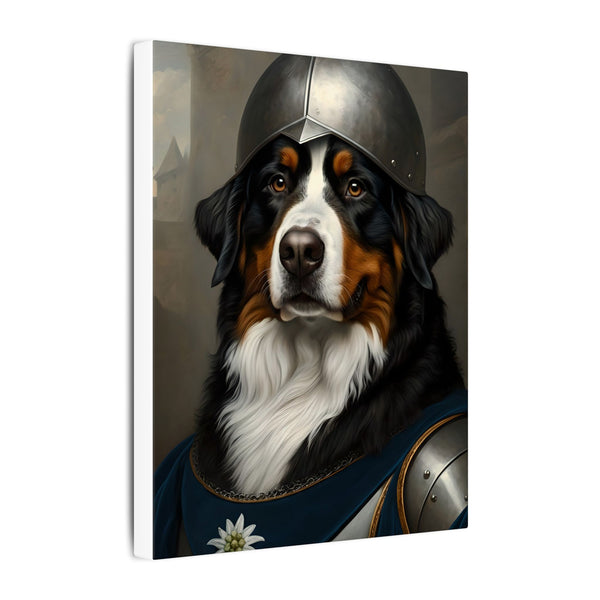 Bernese Mountain Dog Medieval Knight Portrait Canvas Wall Art, Regal Dog Painting, Bernese Mountain Dog Lover Gift, Stretched Canvas