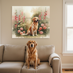 Golden Retriever Canvas Print Wall Art, Dog Lover Gift, Pet Portrait, Watercolor Dog Painting Home Decor