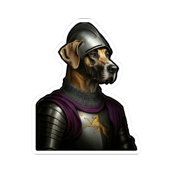 Great Dane Medieval Knight Portrait Sticker, Dog Portrait Vinyl Decal, Kiss-Cut Sticker, Great Dane Lover Gift