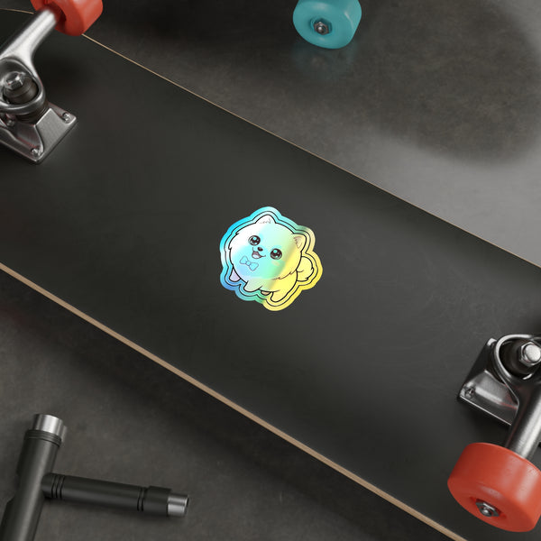 Chibi Pomeranian Holo Sticker | Tritan — Lifestyle View