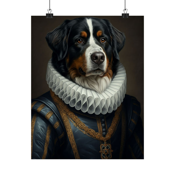 Bernese Mountain Dog Renaissance Royal Portrait Matte Poster, Regal Dog Art Print, Bernese Mountain Dog Lover Gift, Wall Art