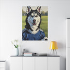 Siberian Husky Oil Painting Soccer Portrait Canvas Art | Dog Wall Decor | Pet Lover Gift for Sports Fans