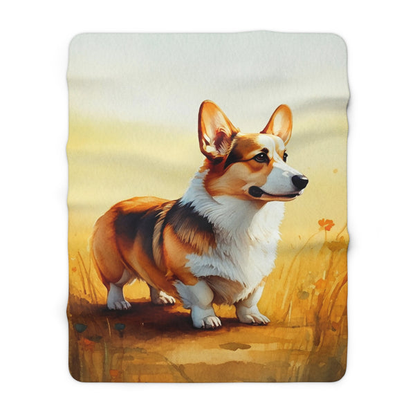 Golden Retriever Watercolor Corgi Meadow Throw Blanket | Premium Dog Prints | Tritan