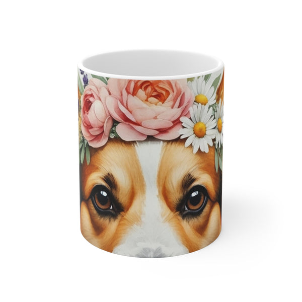 Corgi Watercolor Floral Crown Gift Set — Mug + Coaster + Sticker | Tritan