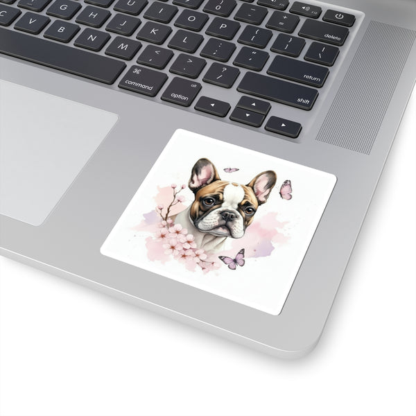 French Bulldog Watercolor Butterfly Bloom Kiss-Cut Stickers | Premium Dog Prints | Tritan — Lifestyle View