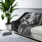 Miniature Schnauzer Charcoal Portrait Sherpa Fleece Blanket | Dog Lover Gift